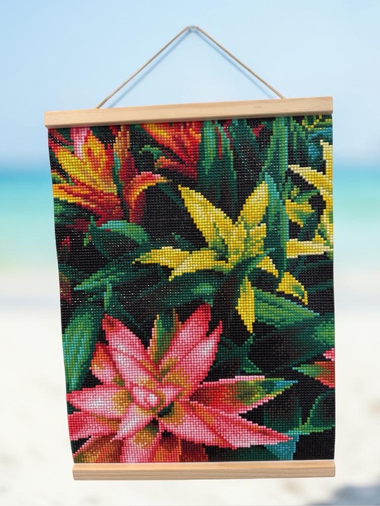 Handmade By Crissi Other - Handmade Botanical Lily Wall Decor Finished Diamond Art Wall Hanging